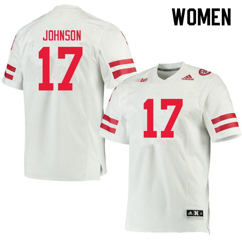 Women #17 Tyreke Johnson Nebraska Cornhuskers College Football Jerseys Sale-White - Click Image to Close